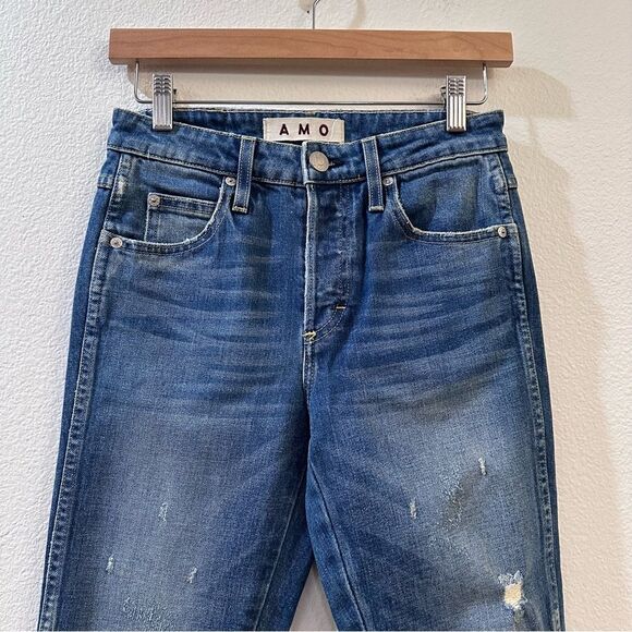 Amo Babe Dive Bar Destroyed High Rise Jeans Size 26 - Picture 3 of 9
